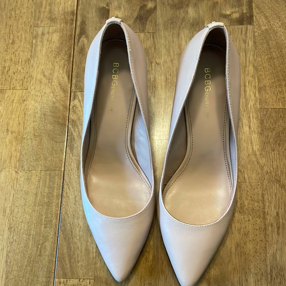 BCBGenerations Nude 2 1/2 inch high heels.